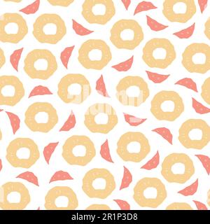 Pineapple and orange slices seamless pattern. Fruit elements ornaments isolated on white. Vector illustration Stock Vector