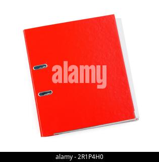 One orange office folder isolated on white, top view Stock Photo