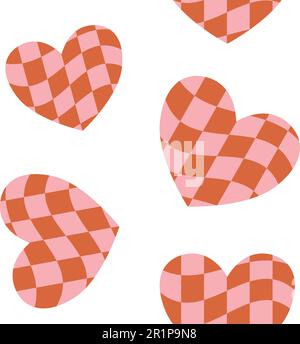 Vector seamless pattern of checker texture heart Stock Vector