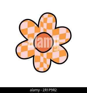 Vector groovy flower with checker texture pattern Stock Vector