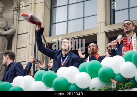 Rotterdam, Netherlands. 15th May, 2023.Santiago Gimenez of Feyenoord celebrates during a Celebration Event at the Coolsingel on May 15, 2023 in Rotterdam, Netherlands, to celebrate the championship of Feyenoord after winning the 2022-2023 Eredivisie title. (Photo by Broer van den Boom/Orange Pictures) Credit: Orange Pics BV/Alamy Live News Stock Photo