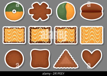 Big set homemade cookie different taste in pastry biscuit, large kit cookie consist of collectible natural tasty food biscuit it pastry accessory, fre Stock Vector