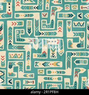 Hand drawn abstract seamless pattern, ethnic background, african style - great for textiles, banners, wallpapers, wrapping - vector design Stock Vector