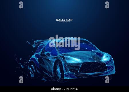 Abstract digital Rally sport car in motion. High speed concept.  Stock Vector