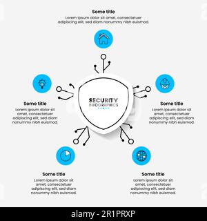 Infographic template with icons and 5 options or steps. Security concept. Can be used for workflow layout, diagram, banner, webdesign. Vector illustra Stock Vector