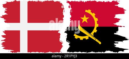 Angola and Denmark grunge flags connection, vector Stock Vector