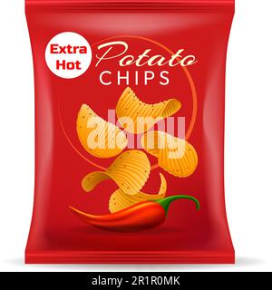 Potatoes chips package template Stock Vector