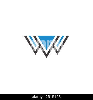 letter w v water design geometric blue logo vector Stock Vector