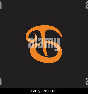letter tb curves smooth logo vector Stock Vector
