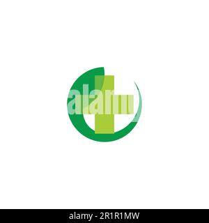 circle gradient leaf plus medical logo vector Stock Vector