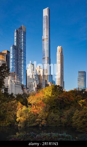 Billionaires' Row skyscrapers and Central Park in Fall. Midtown Manhattan, New York City Stock Photo