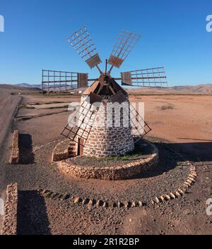 Windmill, Tefia, Fuerteventura, Canary Islands, Spain Stock Photo