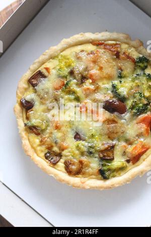 Lorraine quiche hot pie mushroom spinach bacon quiche best recipe french pastry Stock Photo