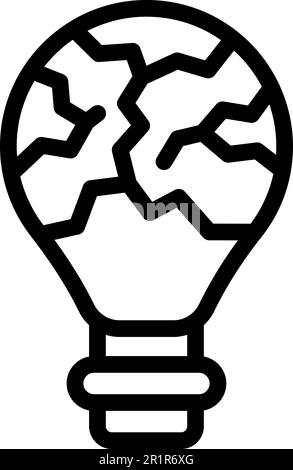 Borken idea bulb icon outline vector. Work laptop. Sad problem Stock Vector