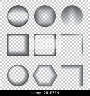 Transparent Realistic Shadow Effects. Vector illustration - Design Elements on Checkered Background Stock Vector