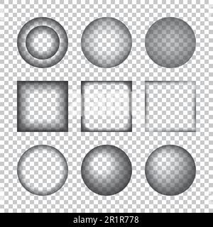 Transparent Realistic Shadow Effects. Vector illustration. Design Elements on Checkered Background Stock Vector