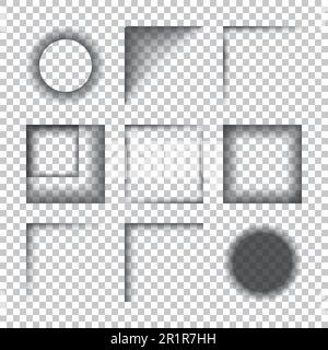 Transparent Realistic Shadow Effects. Vector illustration. Design Elements on Checkered Background Stock Vector