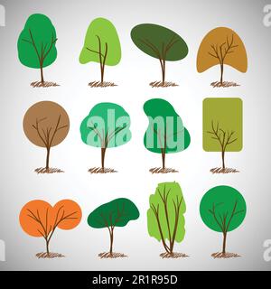 Abstract Tree Silhouettes Collection Clipart Stock Vector