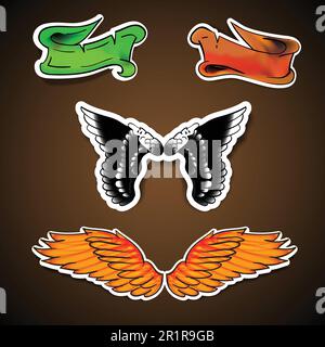 Tattoo Designs with Wings Stock Vector