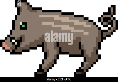 pixel art of baby brown boar Stock Vector