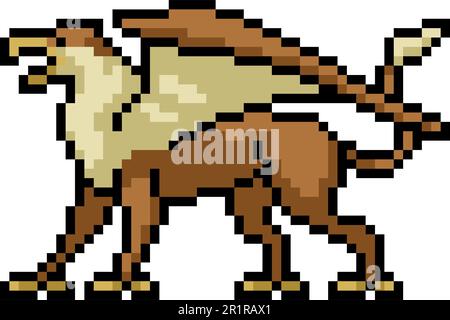 pixel art of griffin fairy tales Stock Vector