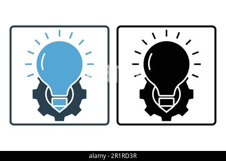 Effective solution icon. Creative ideas light bulb and gear concept. Solid icon style. Simple vector design editable Stock Vector