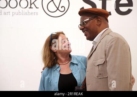 NEW YORK, NY - May 14: Famed Photographer Jamel Shabazz, known for his years of photographing and documenting the Brooklyn community during the 1970's-2000's pictured with photographer Susan Meiselas during an in conversation with Photographer Baldwin Lee, known for his photographs of African-American communities in the Southern United States discuss the history and photography of Jamel Shabazz's contribution to the world of imagery held at the Phonebook Fest 2023 at the International Center of Photography on May 14, 2023 in New York City. Credit: Chris Moore/MediaPunch Stock Photo