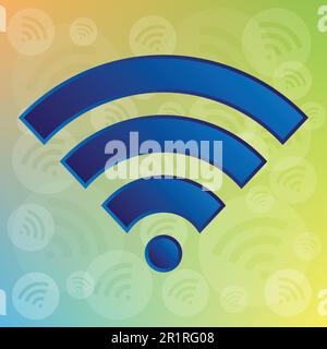 Blue wifi symbol. Wifi sign on a colorful background. Stock Vector