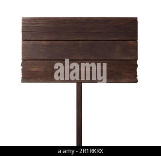 Wooden sign board made of old dark brown wood Stock Photo