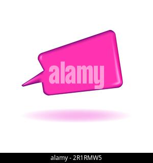 3D neon pink y2k retro speech bubble rectangle Stock Vector