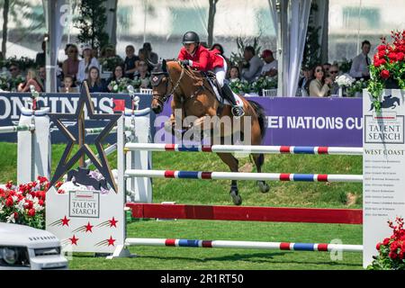 Team Canada rider Jacqueline Steffens-Daly competes at the 2023 FEI Nations Cup in San Juan Capistrano, USA on May 14, 2023. Stock Photo