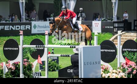 Team Canada rider Jacqueline Steffens-Daly competes at the 2023 FEI Nations Cup in San Juan Capistrano, USA on May 14, 2023. Stock Photo