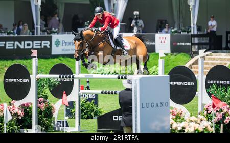 Team Canada rider Jacqueline Steffens-Daly competes at the 2023 FEI Nations Cup in San Juan Capistrano, USA on May 14, 2023. Stock Photo