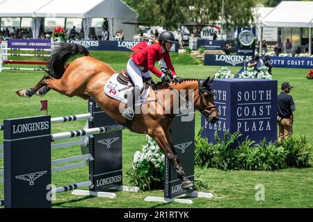 Team Canada rider Jacqueline Steffens-Daly competes at the 2023 FEI Nations Cup in San Juan Capistrano, USA on May 14, 2023. Stock Photo