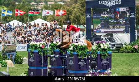 Team Canada rider Jacqueline Steffens-Daly competes at the 2023 FEI Nations Cup in San Juan Capistrano, USA on May 14, 2023. Stock Photo