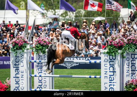 Team Canada rider Jacqueline Steffens-Daly competes at the 2023 FEI Nations Cup in San Juan Capistrano, USA on May 14, 2023. Stock Photo