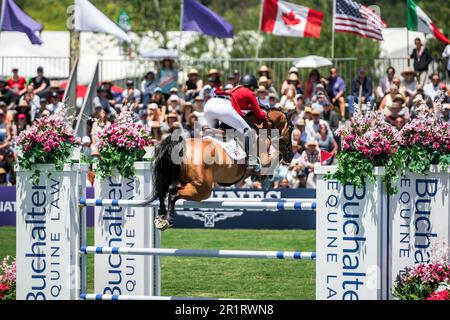 Team Canada rider Jacqueline Steffens-Daly competes at the 2023 FEI Nations Cup in San Juan Capistrano, USA on May 14, 2023. Stock Photo