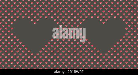 Seamless pattern of dotted red royal icing cookies on black background with heart shaped copy space Stock Photo