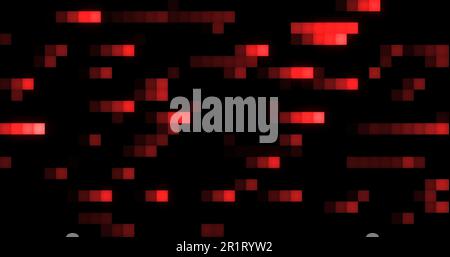 Abstract background. Red moving squares and lines are beautiful and glowing magical energy retro pixel. Stock Photo