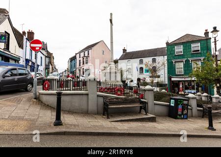 Narberth, Pembrokeshire, Wales, UK, Narberth town, towns, town, Narberth centre, street, road, town hall, centre, shops, shopping, Welsh, Stock Photo