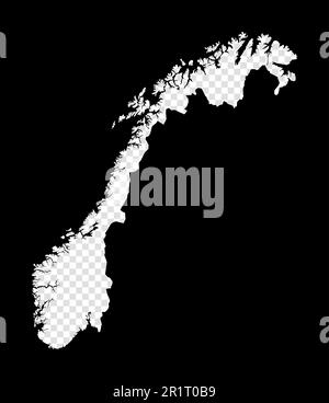 Stencil map of Norway. Simple and minimal transparent map of Norway. Black rectangle with cut shape of the country. Creative vector illustration. Stock Vector