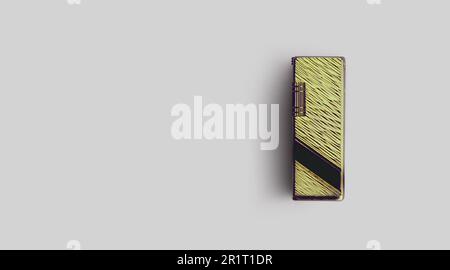 Isolated metallic lighter on grey background , added copy space for text. Stock Photo