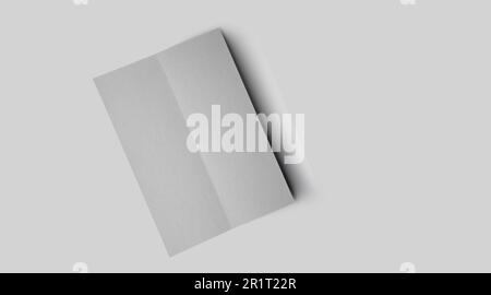 Empty white vertical rectangle price-list or menu mockup with soft shadows on neutral grey concrete background. Stock Photo