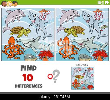 Hammerhead Shark Animal Find The Differences Stock Vector Image & Art ...