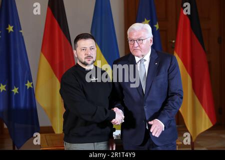 Berlin, Germany, 14.5.23, Volodymyr Zelenskyj, President of Ukraine with German Federal President Frank-Walter Steinmeier Stock Photo