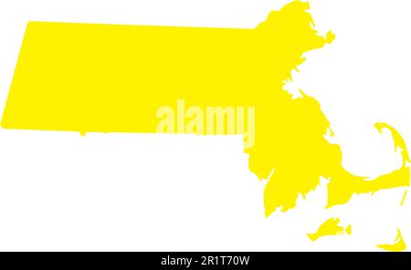 YELLOW CMYK color map of MASSACHUSETTS, USA Stock Vector