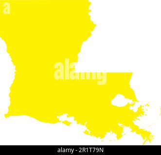 YELLOW CMYK color map of LOUISIANA, USA Stock Vector