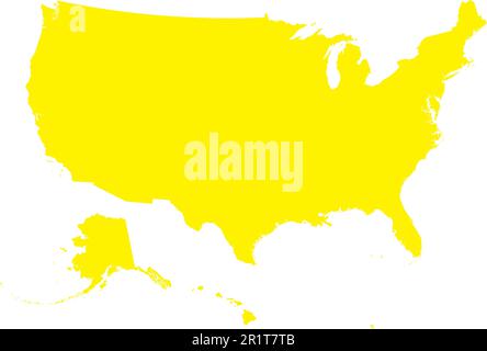 YELLOW CMYK color map of USA Stock Vector