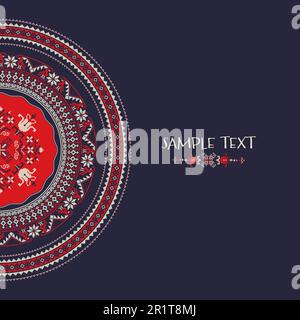 Decorative background with traditional Ukrainian embroidery ornament and place for text. Stock Vector