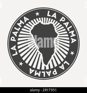 La Palma round logo. Vintage travel badge with the circular name and map of island, vector illustration. Can be used as insignia, logotype, label, sti Stock Vector